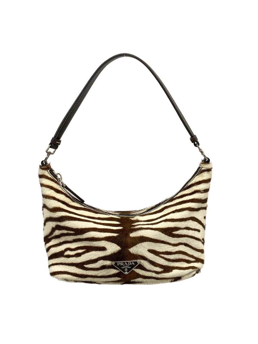 Prada Cream Brown Unborn Calf Handbag #371747P20B